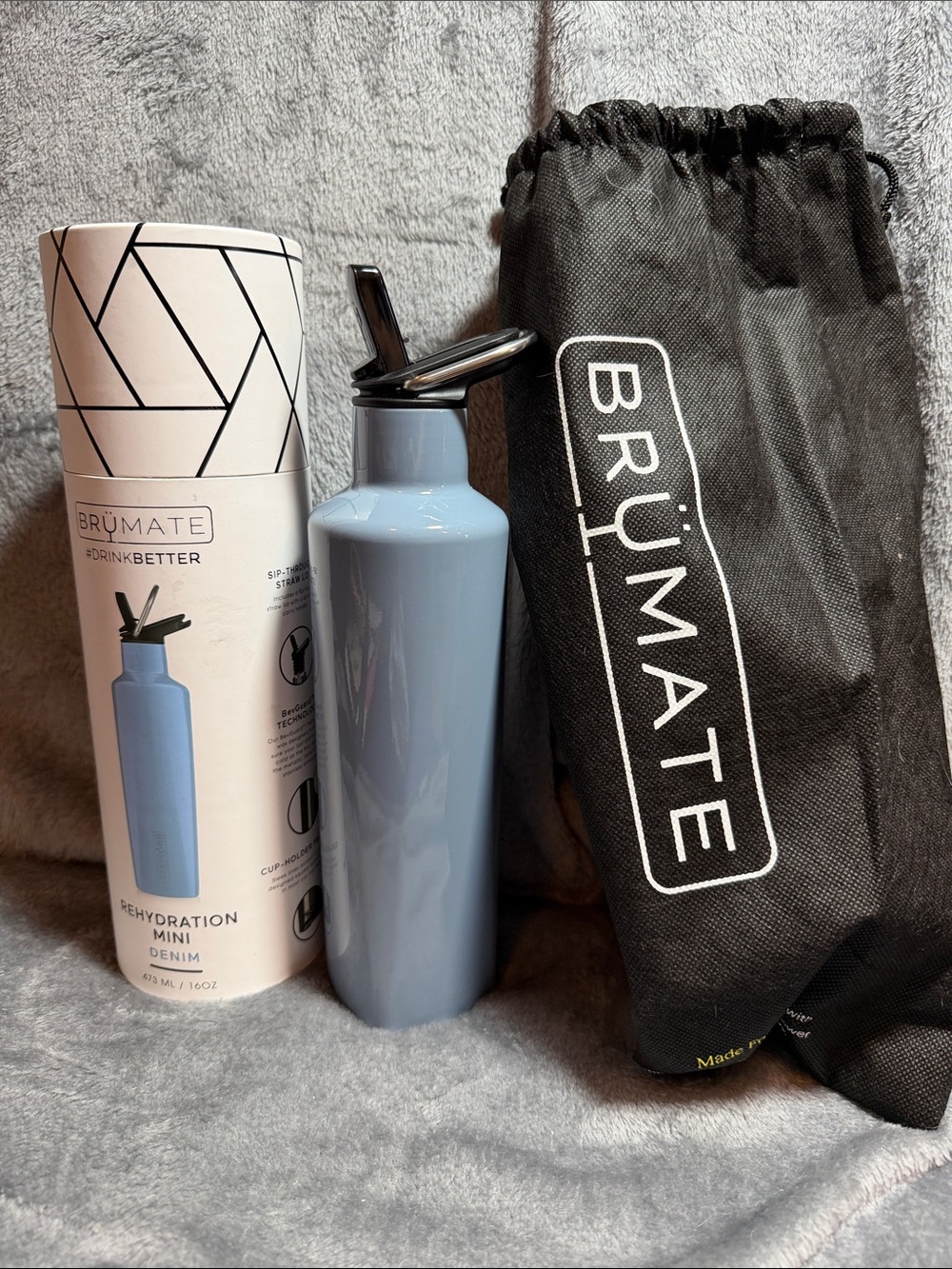 BrüMate Rehydration Mini Bottle - Denim Blue 16 oz